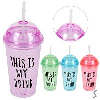 Склянка з кришкою та трубочкою "My Drink" 450мл Stenson R40030