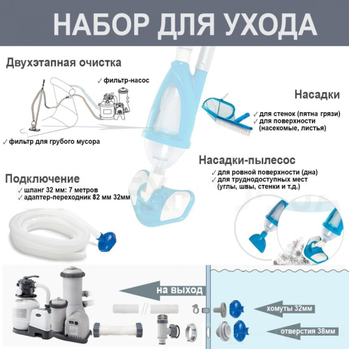 Набір для чищення басейну Intex 28003 (пилосос для очищення дна та стінок, діаметром не більше 5.5 м, працює від фільтра-насоса не меньше 3028 л/год) фото 5