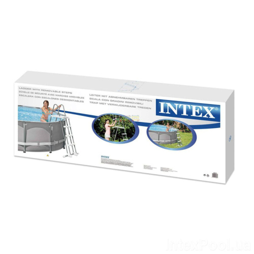 Драбина для басейну Intex 28076 (122 см., 6 знімних сходинок, майданчик, батьківський контроль) фото 8