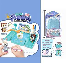Набір для творчості 818 флоксова фігурка тварини, 3 кольорові фломастери, бокс-ванночка, щіточка, на листі