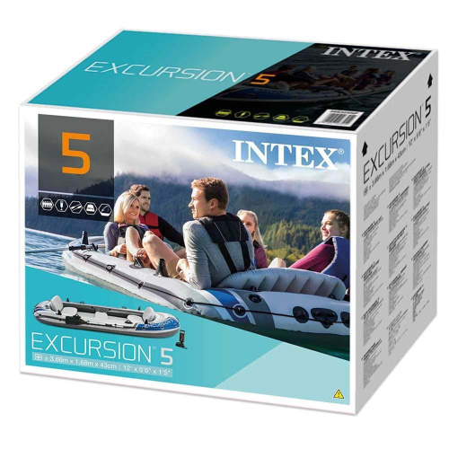 Човен надувний Intex 68325 «Excursion 5 Set» (168*366 см, гребний, п’ятимісний, трикамерний, надувне дно, весла, ручний насос, до 600 кг.) фото 11
