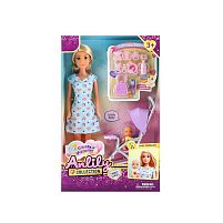 Лялька 616318 висота: 30 см, голова та руки: гума, тіло та ноги: пластик, знімний одяг та взуття, пупсик, візочок, аксесуари, в коробці