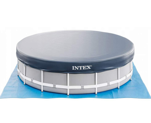 Каркасний басейн Intex 26756 (132*610 см., об'єм: 32695 л., картриджний фільтр-насос 5678 л/год, драбина, тент, підстилка, серія: Prism Frame) фото 6