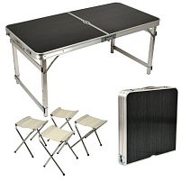 Стіл-валіза зміцнена (мдф, алюм.каркас, 4 стільці) 120*60*70см Stenson MH-5363-4