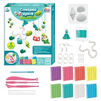 Набір полімерної глини 38406 "4FUN Game Club", 8 кольорів глини, форми, фурнітура, ланцюжок, еластичний шнур, в коробці