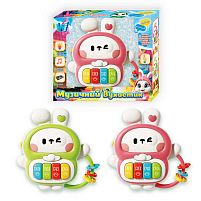 Піаніно "Музичний вухастик" 55920 "WToys", 2 кольори, ОЗВУЧУВАННЯ УКРАЇНСЬКОЮ МОВОЮ, 8 пісень, 8 казок, цифри, піаніно, підсвічування, в коробці