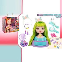 Манекен для зачісок SR 012 2 види, косметика, перукарські інструменти, заколки, резинки, в коробці