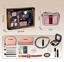 Набір аксесуарів 666-2 сумочка, 2 гаманці, функціональний годинник, імітація косметики, обруч, імітація карток, пензлики, в коробці