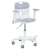 Крісло дитяче Bambi M 6151-11 (колеса: 6 шт, Ø5 см, гумове покриття, підлокітники, пластик/метал, спинка: тканина, сірий/білий)