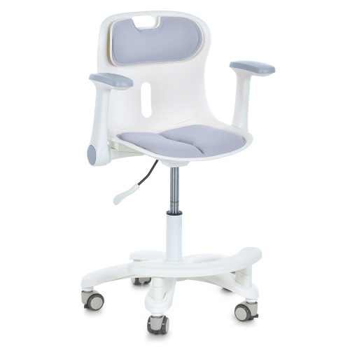 Крісло дитяче Bambi M 6151-11 (колеса: 6 шт, Ø5 см, гумове покриття, підлокітники, пластик/метал, спинка: тканина, сірий/білий)