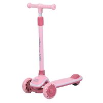 Самокат триколісний iTrike 5566A-pink «Maxi Big» (колеса: передні Ø4.7"/заднє Ø2.95"/PU, рама: пластик, підсвітка, до 25 кг)
