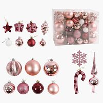 Новорічні прикраси C 67530 65 штук, кульки, зірочки, шишки, сніжинки, у слюді