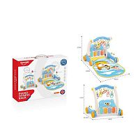 Ходунки HE 0612 2в1, килимок, музична панель, музика, підсвічування, 5 підвісок, люстерко, брязкальця, в коробці