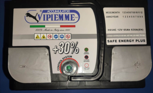 Акумулятор автомобільний Vipiemme B654C (Safe Energy Prus, Pb/Ca, 12V, 65Ah, EN630A, Euro, 175*175*242 мм., Італія, 2023 рік.) фото 3