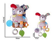 Брязкальце 688 M54 текстильне, підвіска, гумовий прорізувач, шелесткі елементи, кільця, люстерко, кріплення для підвішування, в пакеті