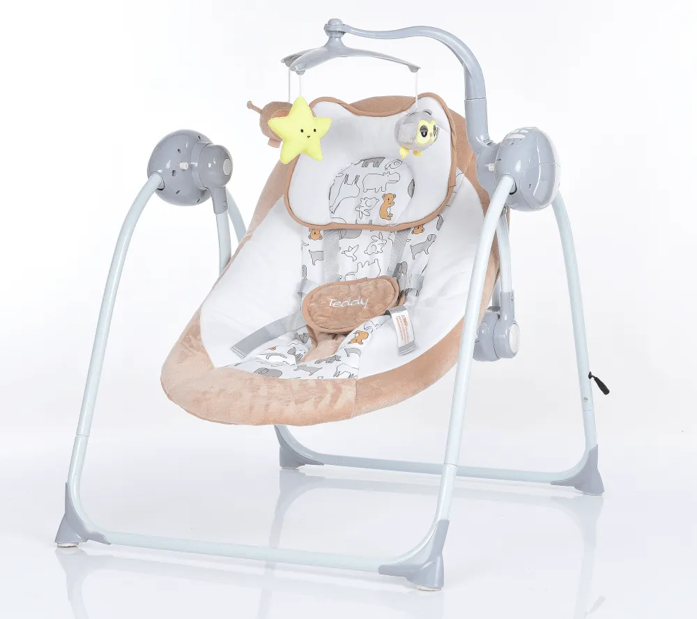Крісло-гойдалка для немовлят з електро-заколисуванням El Camino ME 1075 TEDDY Beige Animals (механізм гойдання: маятник) фото 2
