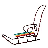 Санки дитячі X-Toys «Люкс класік» (круглі полози, зі спинкою, з знімною батьківською ручкою-штовхачем, з мотузкою, сталеві, бордові, до 60 кг.)