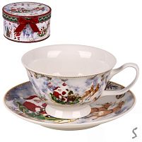 Чашка з блюдцем новорічна "Santa" 2пр/наб 180мл/14см Stenson R36278