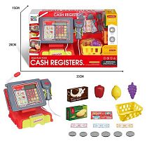 Касовий апарат KDL 888-58 розмір: 21х14х17 см, сканер, калькулятор, мікрофон, звук, підсвічування, висувний ящик, продуктовий кошик, овочі, гро