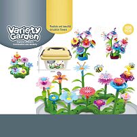 Конструктор B 6969-8 “Квітковий сад”, 108 елементів, 2 вазончики, звивиста зелена основа, квіти, листочки зі стеблами, в боксі