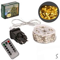 Гірлянда світлодіодна жовта "Роса" білий дріт на пульті 50м 500led Stenson R33987-4