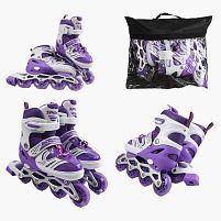 Ролики 16499-S /розмір 29-33/ колір – ФІОЛЕТОВИЙ колеса PU, ПЕРЕДНЄ КОЛЕСО СВІТЛО, d – 6.5 см, в сумці