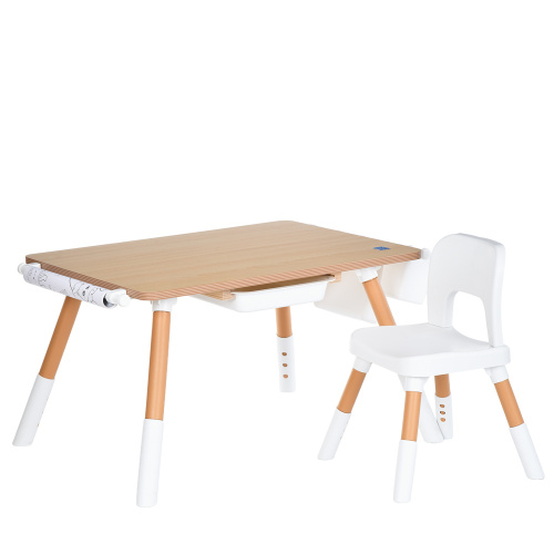 Дитячий столик Bambi M 6319-13 (зі стільчиком, столик: 52*63*90 см, стільчик: 37*37*56 см, 2 кошики, висувний ящик, рулон розмальовки, під дерево)