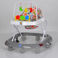 Ходунки дитячі Bambi M 0541C-11 (56*60*63 см., колеса: 8 шт, Ø7 см, стопори: 2 шт., регулювання висоти: 3 положення, музика, 3 підвіски, темно сірий)