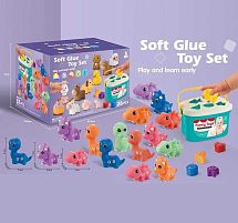 Логічна гра 1373 32 елементи, сортер, гумові фігурки тварин, англійська абетка, кольори, форми, в коробці