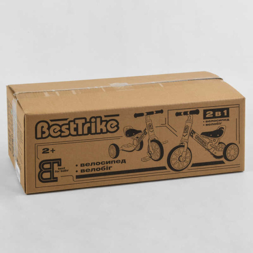 Велосипед дитячий триколісний Best Trike 96021 (1) , 2в1, велобіг, металева рама, піно колесо EVA, переднє d = 21см, заднє d = 17см, в коробці фото 2