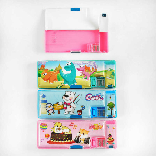 Пенал C 60869 3 види, 3 відділення, вбудована точилка для олівців, у пакеті, ВИДАЄТЬСЯ ТІЛЬКИ МІКС ВИДІВ