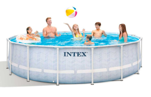 Каркасний басейн Intex 26746 (122*488 см., об'єм: 19176 л., картриджний фільтр-насос: 5678 л/год, підстилка, драбина, тент, серія: Prism Frame) фото 12