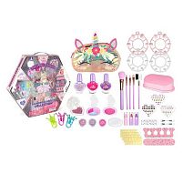 Набір косметики ZR 35 C тіні, лаки, накладні нігті, пензлики, глітери, блискітки, румяна, аксесуари, в коробці
