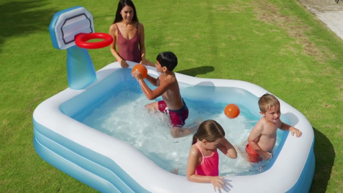 Дитячий надувний басейн Intex 57183 (130*188*257 см., баскетбольне кільце і надувний м'яч в комплекті) фото 2