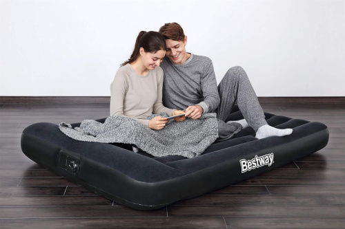 Надувний матрац BestWay 67462 «Flocked Air Bed» (25*137*191 см, 30 см з підголівником, півторамісний, вбудований електронасос 220V, до 273 кг) фото 15
