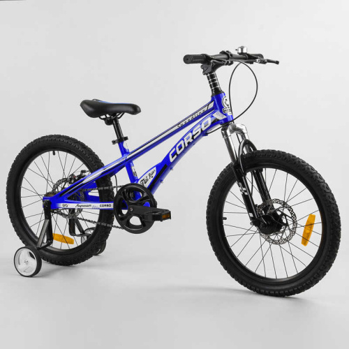 Дитячий магнієвий велосипед 20'' CORSO «Speedline» MG-39427 (1) магнієва рама, дискові гальма, додаткові колеса, зібраний на 75% фото 3