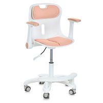 Крісло дитяче Bambi M 6151-13 (колеса: 6 шт, Ø5 см, гумове покриття, підлокітники, пластик/метал, спинка: тканина, помаранчовий/білий)