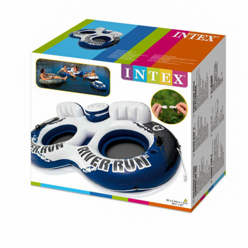 Крісло-коло надувне для плавання Intex 58837 «River Run» (157*243 см, двомісне, терморез., підскл., спинка, ручки, трос, сітка на дні, 10+, до 150 кг) фото 8