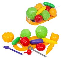 Набір дитячий "Дощечка з овочами " 010/6 "BAMSIC", розмір - 31х19х14 см, овочі, аксесуари, в сітці