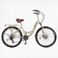 Велосипед міський Corso VL-26704 «Viola» (колеса: Ø26", рама: 17"/сталева, 21 швидкість, гальма дискові, багажник)