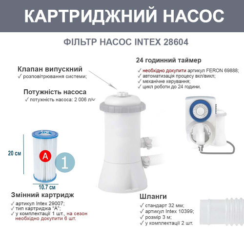 Надувний басейн Intex 28132 (76*366 см., об'єм: 5621 л., картриджний фільтра-нассос 2006 л/год., серія: Easy Set) фото 4