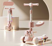 Самокат-беговел триколісний Skyper EF-5933-81 (колеса: передні Ø4,92"/заднє Ø3,15"/PU, рама: пластик/складна, сидіння, підсвітка, музика, до 40 кг)