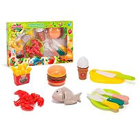 Набір продуктів “Кулінарна фантазія” 77930 "WToys", 18 елементів, на липучках, дошка для нарізання, ніж, посуд, в коробці