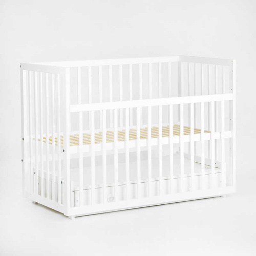 Ліжечко дитяче "Софія" - шарнір-підшипник+ящик з опускною боковиною (Білий, біла паличка) фото 3