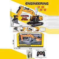 Екскаватор на радіокеруванні 9009 E металопластик, гусеничний хід, рухомий ківш, підсвічування, парогенерація, акум. 3.7V, USB-кабель, викрутка