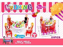 Набір меблів 77-75 (108) 4 ляльки стіл, стільці, аксесуари, в слюді