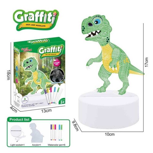 Нічник 26007 працює від мережі, підсвічування, 3 кольори світла, фломастери, USB кабель, в коробці