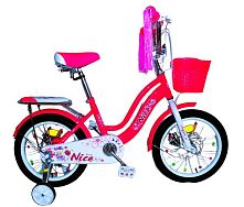 Велосипед дитячий двоколісний Corso NC-16296 «Nice» (колеса Ø16"/гума, рама: сталь, допоміжні колеса, гальмо ручне/ножне, кошик, 5-7 років)