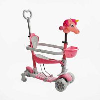 Самокат 5в1 P-63700 Best Scooter, з ДОП. КОЛЕСАМИ, захисний бампер, PU колеса зі світлом, в коробці