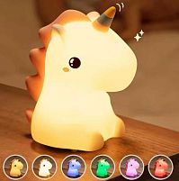 Нічник C 71559 “Єдиноріг”, розмір - 7х8х15 см, 5 кольорів підсвічування, USB - кабель, в коробці